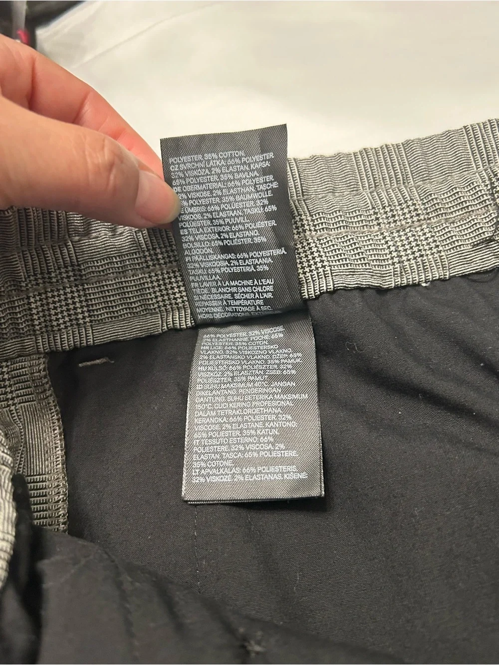 H&M Men’s Slim Fit Gray Plaid Drawstring Pants Size M Elastic Waist